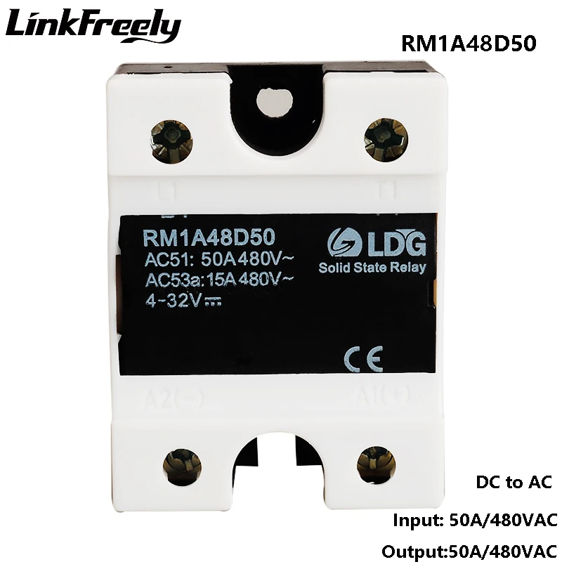 

RM1A48D50 5pcs PLC Solid State Relay DC AC 50A,Output:42-530VAC Input:5V 12V 24V DC SSR Relay,Light Signal Relay Switch Board