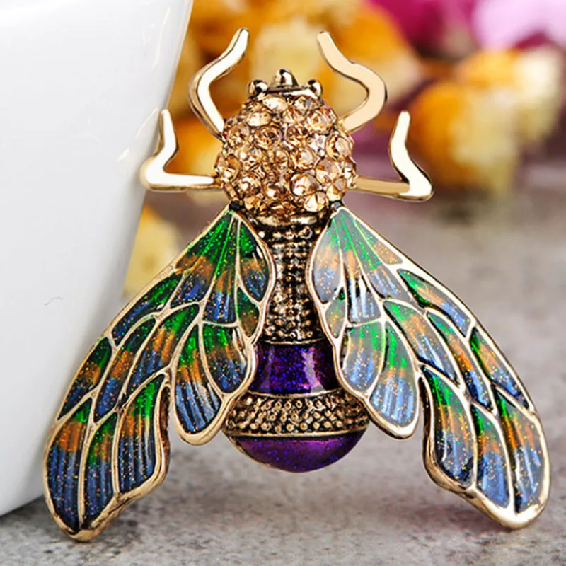 zlxgirl Green Enamel Insect Brooches for Men Jewelry colorful Enamel Bee Brooch Bouquet Women Christmas Hijab Accessories Brooch