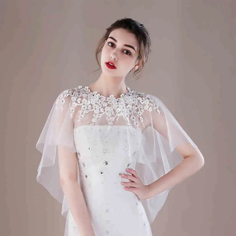 Sexy O-Neck Lace Appliques Wedding Jacket Bridal Bolero Tulle Shawl Shrug Topper Cover Up Sleeveless Jackets Custom Made