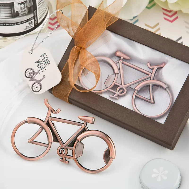 1PCS X Vintage Copper Bicycle Bottle Opener in Gift Box Best Wedding Souvenir Bike Wine Beer Openers Welcome Drop Shipping