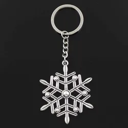 New Keychain 58x47mm Snow Snowflake Pendants DIY Men Car Key Chain Ring Holder Keyring Souvenir Jewelry Gift