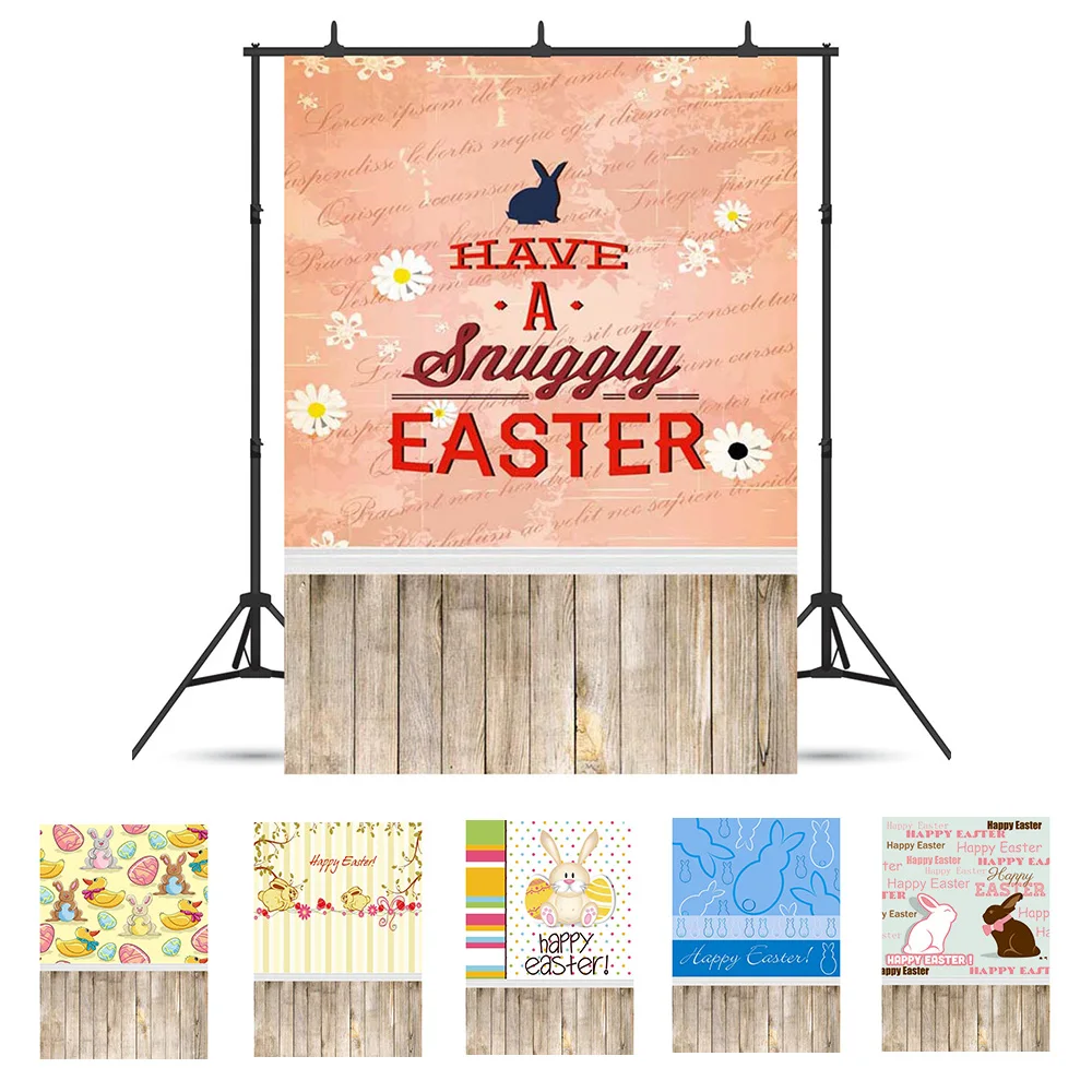 Spring Happy Eatser Wooden Floor Baby Photo Backgrounds Customized Photography Backdrops For Photo Studio Baby Kids Photophone