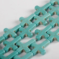 Cross Shape Blue Turquoises Stone Beads For Jewelry Making DIY Loose Howlite Stone Beads Bracelet Necklace Accessories 15''