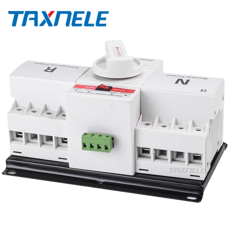 قاطع دارة صغير ATS 2P 4P 63A 230V 380V ، مفتاح التحويل التلقائي ثنائي الطاقة ، مفتاح التحويل التلقائي