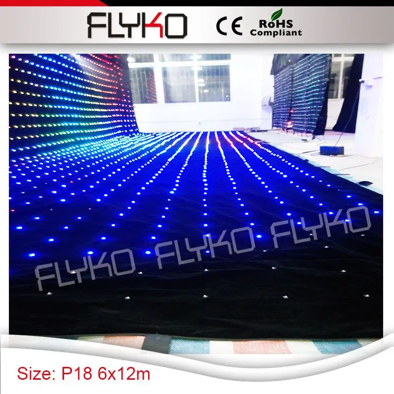 

6m high x 12m width 3in1 colorful factory price led stage video curtain led P18