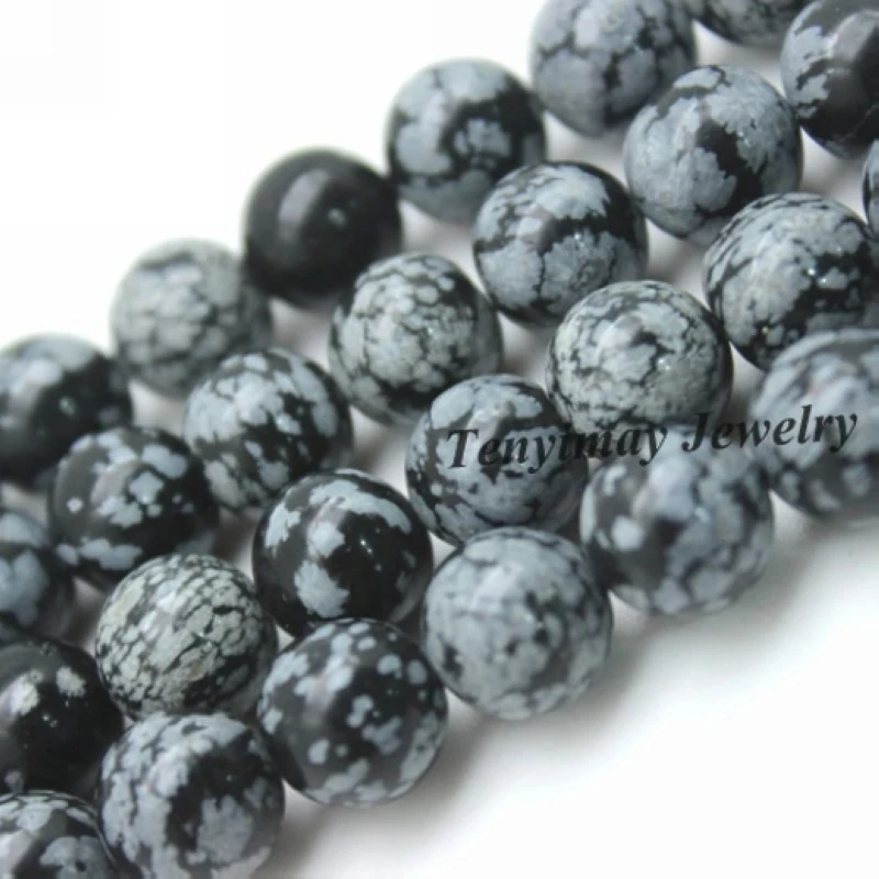 

Wholesale 2 Strand(28pcs/strand) 14MM Snowflake Obsidian Beads Jewelry Loose Beads Free Shipping