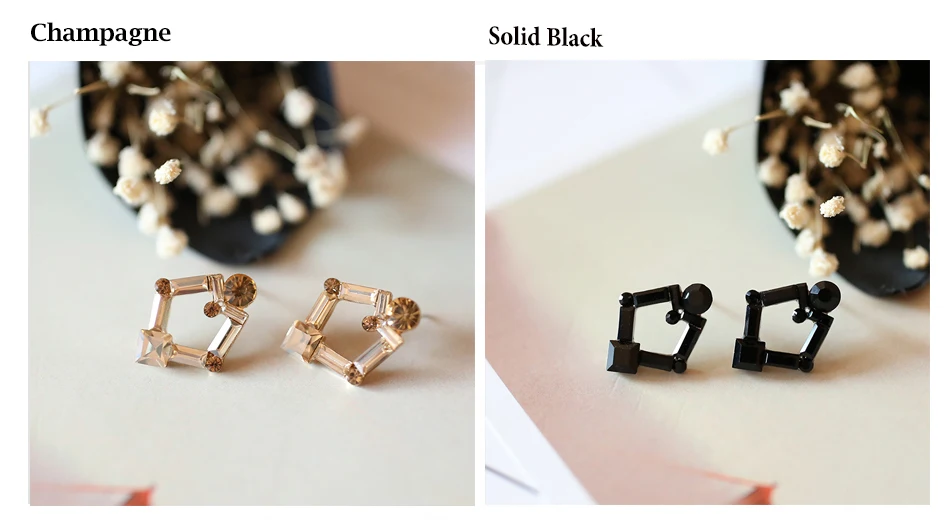 VEYO 6 Colour Novelty Stylish Geometric Rhinestone Stud Earrings for Women 2018 New Arrival Wholesale