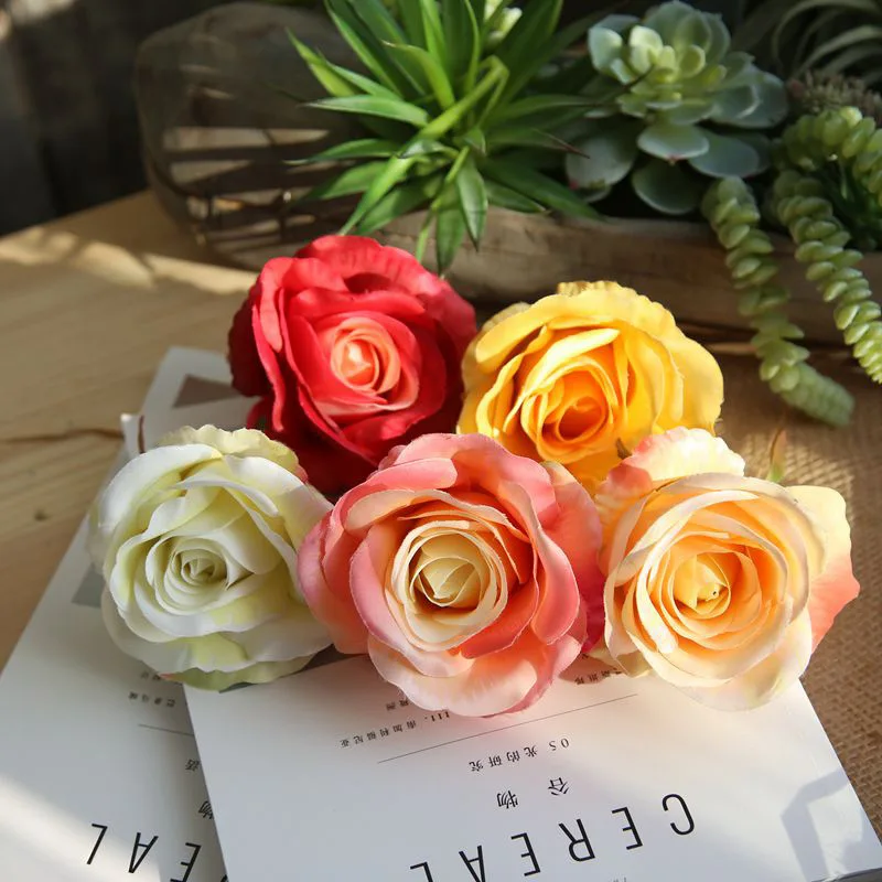 Artificial Flower Head Rose Home Wedding Party Decoration DIY Flower Wall Accessories Photography Props Fake Silk Flower