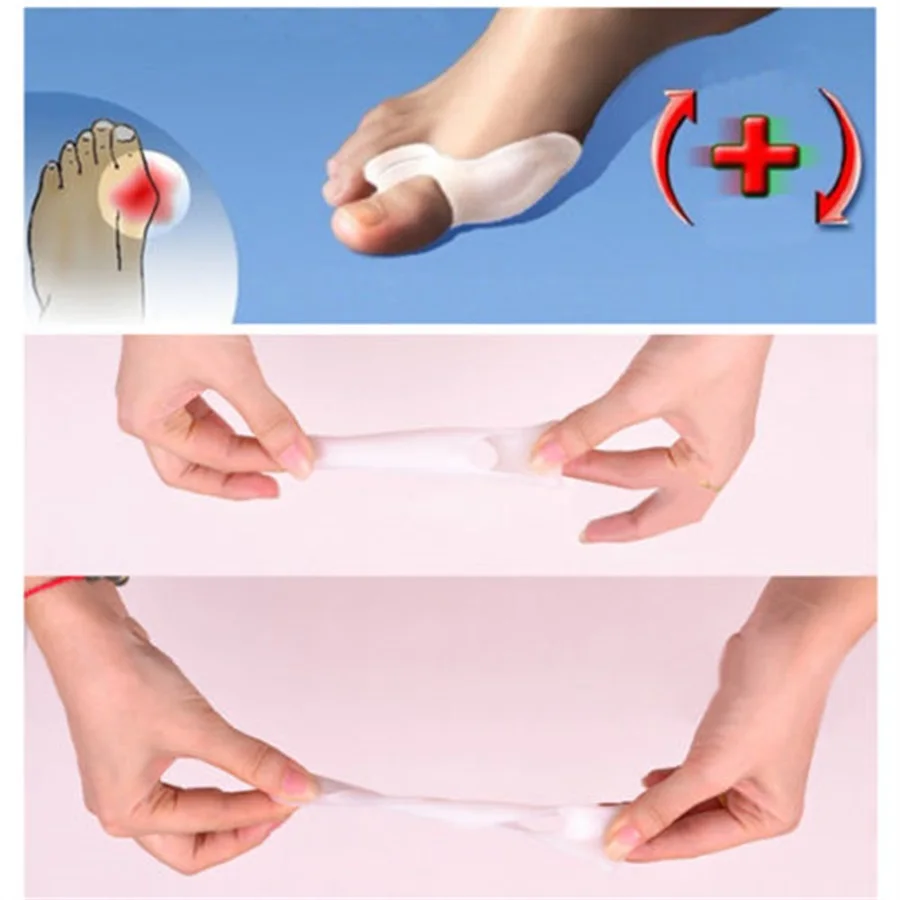 Sumifun 2Pcs Silicone Gel Bunion Splint Big Toe Separator Overlapping Spreader Corrector Hallux Valgus Foot Massager C147