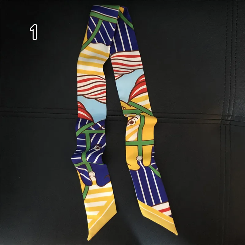 Luxury Brand Eye Striped Skinny Silk Scarf 2023 New Bag Ribbons For Women Female Neckerchief Neck Head Scarves Wraps For Ladies