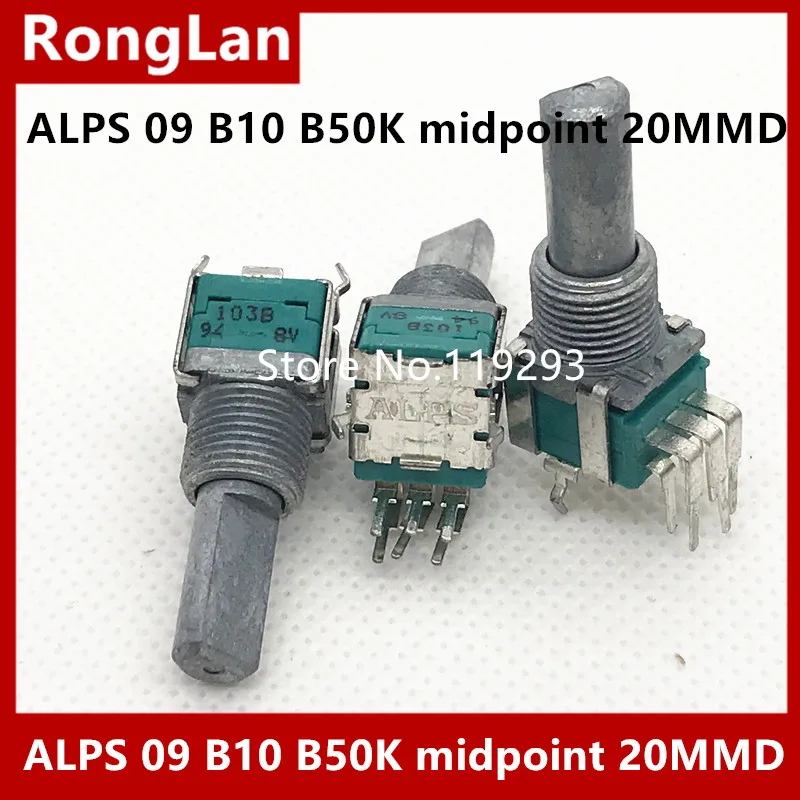 

[BELLA]09 type original Japanese ALPS potentiometer 103B B10K B50K double axle 20MM of the radius 4MM with center midpoint-10pcs