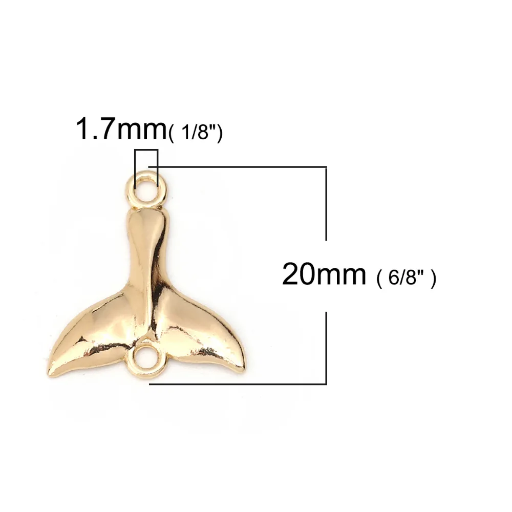 DoreenBeads Zinc Based Alloy Connectors Whale Tail Gold Color Silver Color Jewelry Accessories 20mm( 6/8