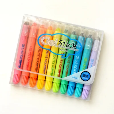 

10-color Solid Highlighter Marker 10 pens/box, round tip, twist&roate, YGB00022