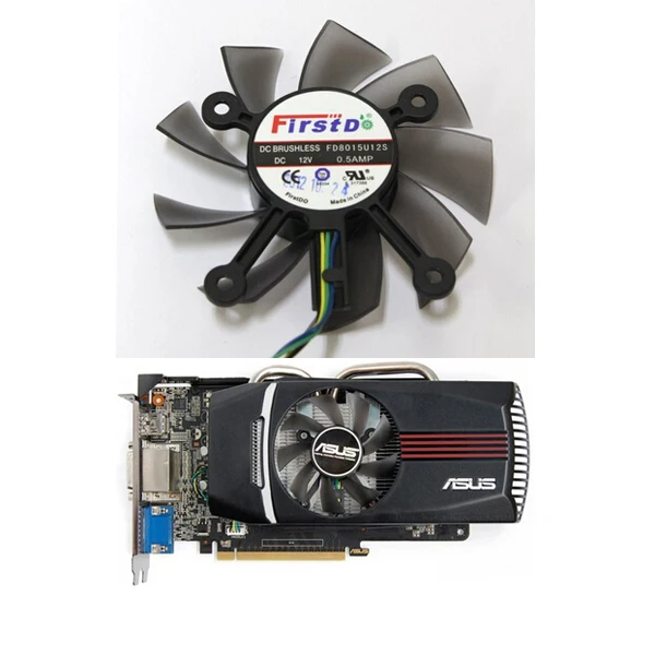 FD8015U12S 75ミリメートルdc 12v 0.5A 4ワイヤーvga gpuファンのradeon hd 7770 8600 9800グラムビデオグラフィックスカード冷却