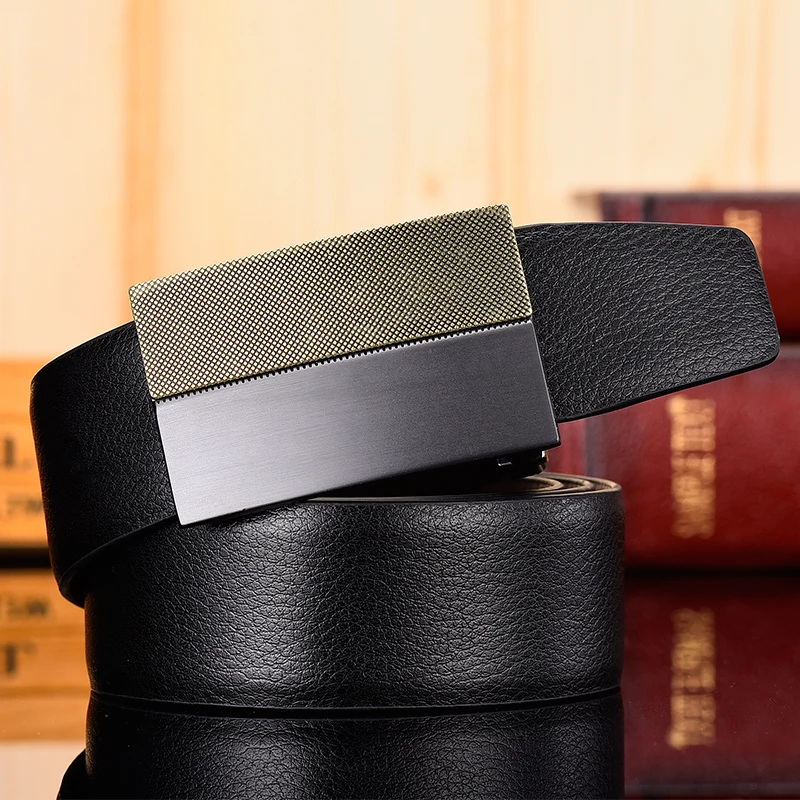 Cow Genuine Leather Men Plate Reversible Buckle Belt Classic Luxury Strap Male Belts For Men Fashion Business High Quality