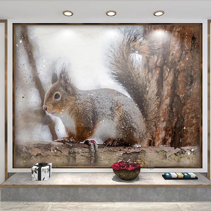 

Decorative wallpaper High-definition squirrel background wall