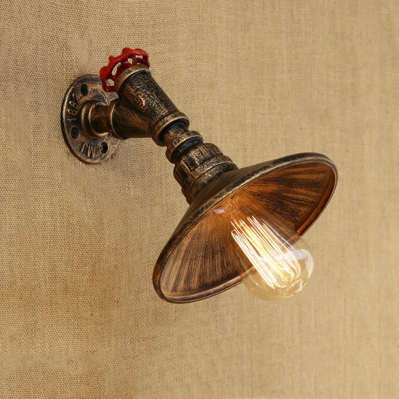 

Loft Vintage Lamps Retro Water Pipe Arm Wall Lights Bar Industry Wind Restaurant Cafe Pub Club Living Room Aisle Wall Sconce Bra