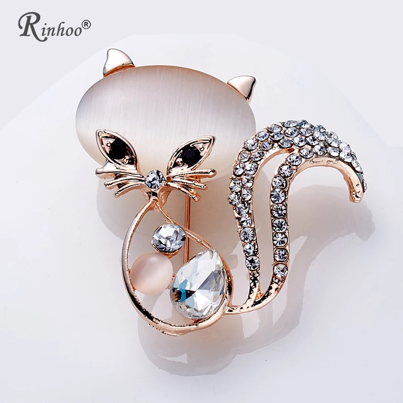 RINHOO Cute Animal Cat Brooch For Women Europe America Fashion Wedding Party Christmas Jewelry Stones Crystal Brooch Pins