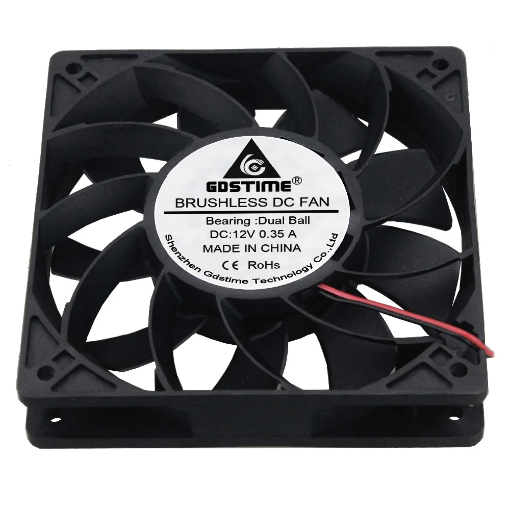 Gdstime Lớn Luồng Không Khí 12 Cm 120 Mm 120 Mm X 120 Mm X 25 Mm 12V 0.35A Bóng chịu Lực Cao Áp Lực Gió Làm Mát Quạt