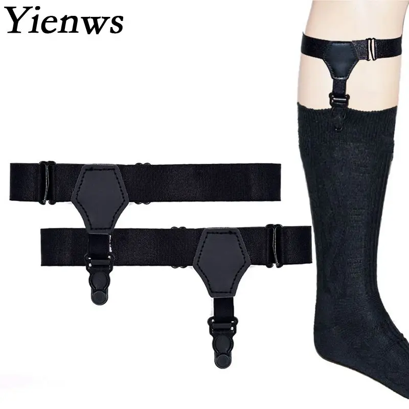 Yienws-Calcetines de tirantes para hombre, ligas de 2,5 cm, dos Clips, soporte para calcetines, tirantes, YiA031