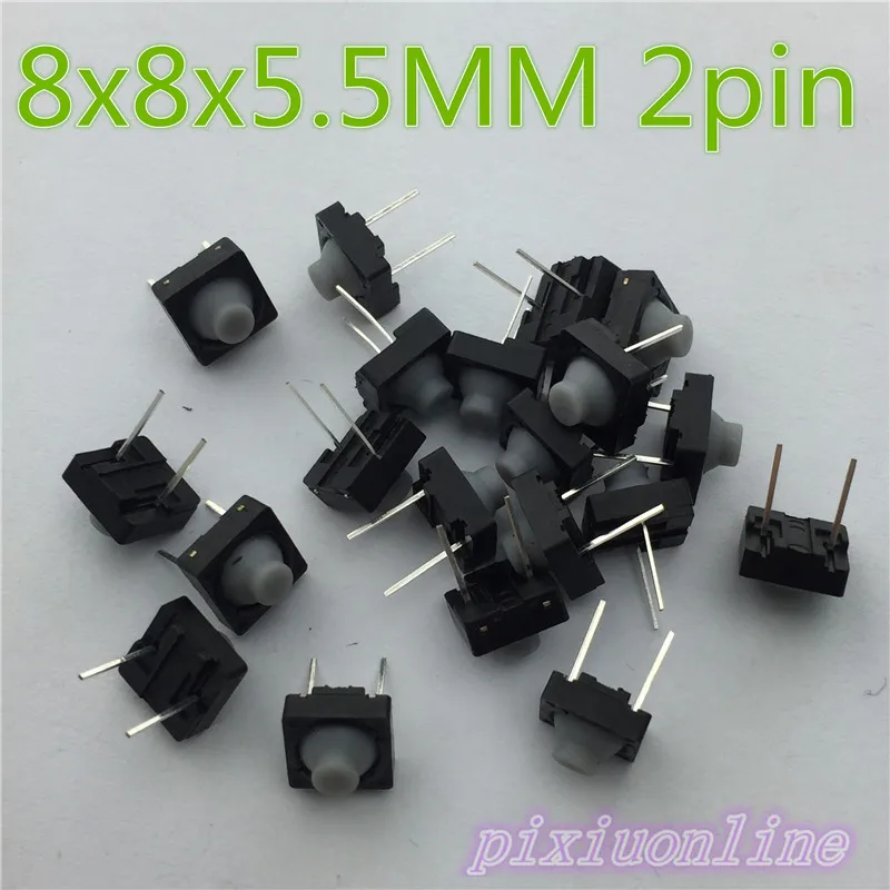 Microinterruptor de silicona conductora G78 de alta calidad, botón táctil sin sonido, 8x8x5,5 MM, 2 pines, 20 unidades por lote