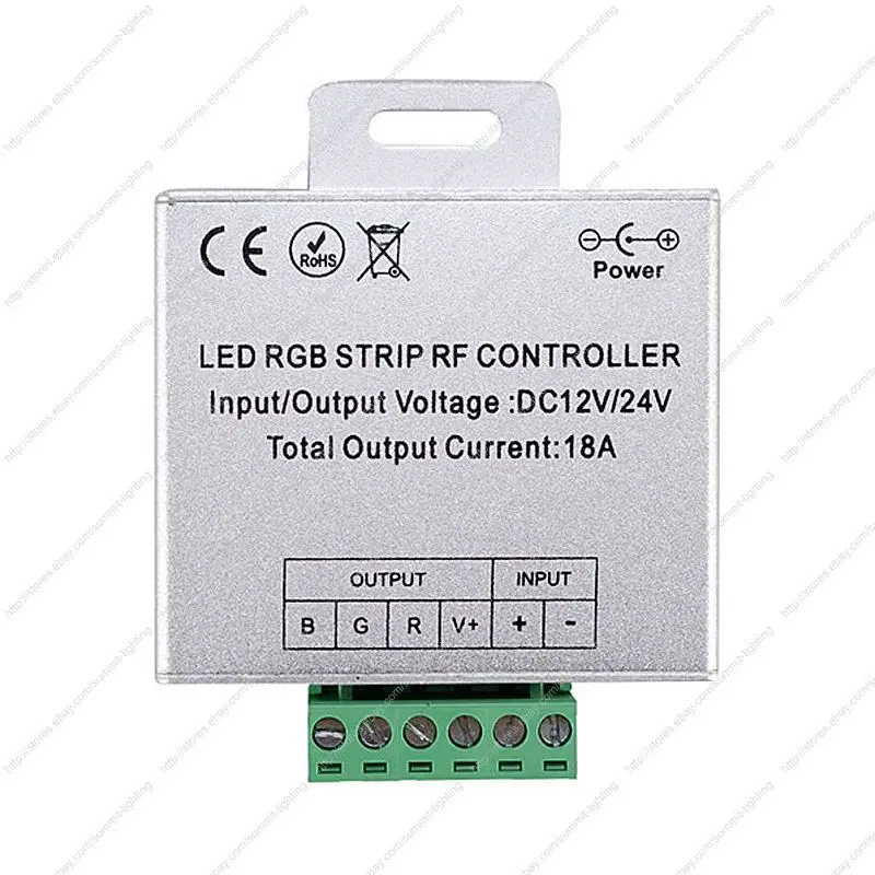 DC12V-24V 18A RGB LED Controller Aluminum Box with RF 5 Key Half Touch Wireless Remote & Color Wheel  for RGB LED Striplight