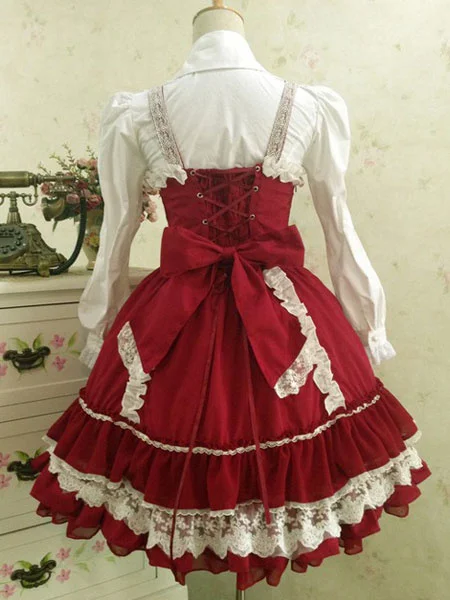 Vestido de Lolita azul profundo JSK, vestido de Lolita de algodón con volantes escalonados, sin mangas, estampado de flor de ciruelo