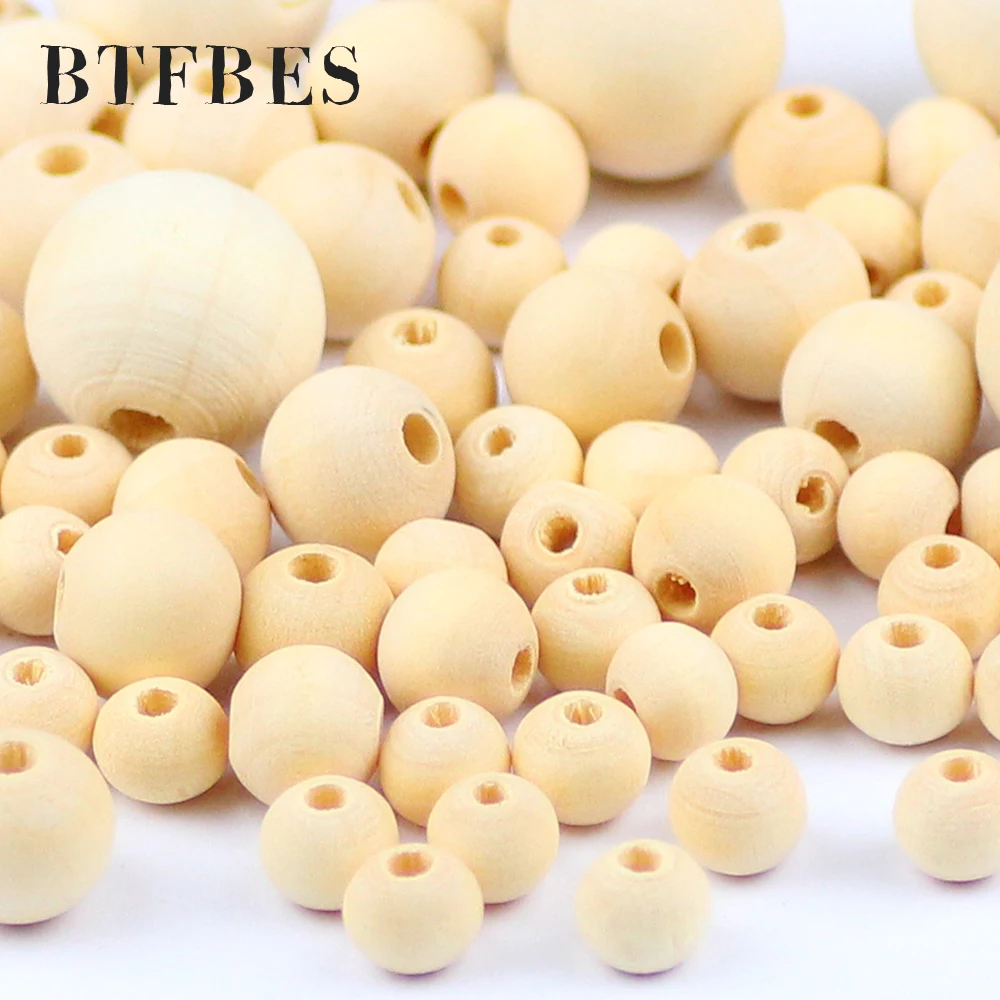BTFBES Green Round Wooden beads 5~30mm Ecofriendly Loose Spacer Beads for DIY Jewelry Necklace Bracelet Craft Making Accessories