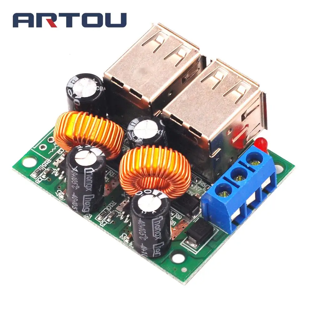 4 USB 9V 12V 24V 36V to 5V Power Supply Step-Down Module Car Charging Solar Energy Board