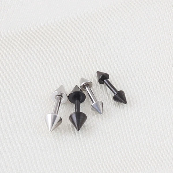 1Pair Fashion Punk Rock Rivet Spike Stainless Steel Mens Womens Stud Earrings