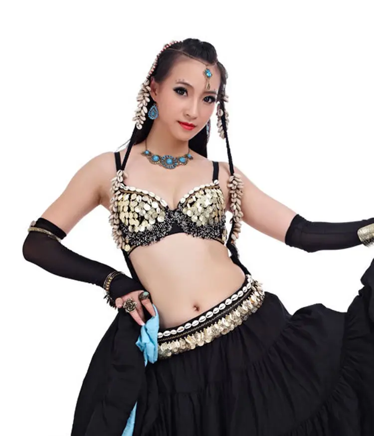 Women Tribal Style Belly Dance Costume Outfit 2 Pics Suit of Bras & Belt 32-34a/b/c