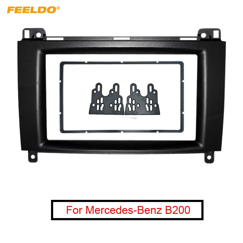 FEELDO 2Din Car Stereo Radio Fascia Frame for Mercedes-Benz B200/A-Class (W169)/B-Class (W245) Audio Frame Refitting Kit