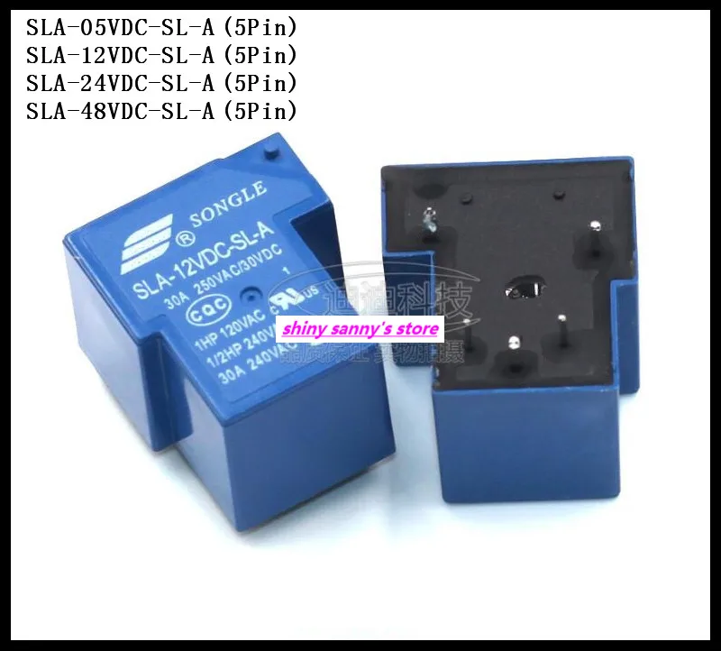 2pcs/Lot SONGLE Power Relay SLA-05VDC-SL-A,SLA-12VDC-SL-A,SLA-24VDC-SL-A,SLA-48VDC-SL-A 5V 12V 24V 48V 30A 5Pin T90 Brand New