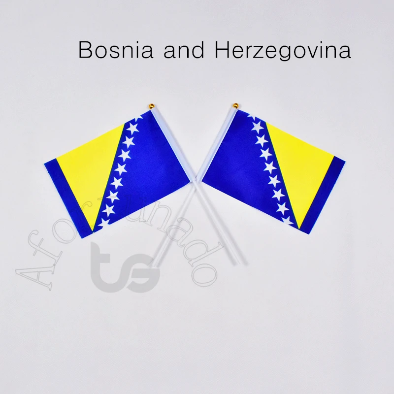 Bosnia and Herzegovina 14*21cm 10pieces Banner National Flag  Hand waving Flag  for meet,Parade,party.Hanging,decoration