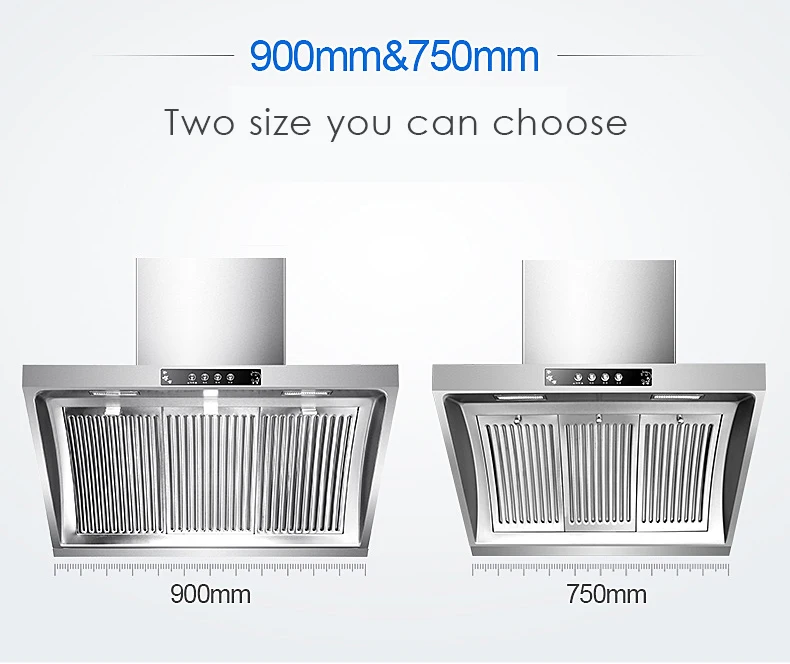 شفاط مطبخ منزلي ، شفاط حائط كبير ، فولاذ مقاوم للصدأ ، عادم دخان ، مصباح LED ، غطاء مطبخ