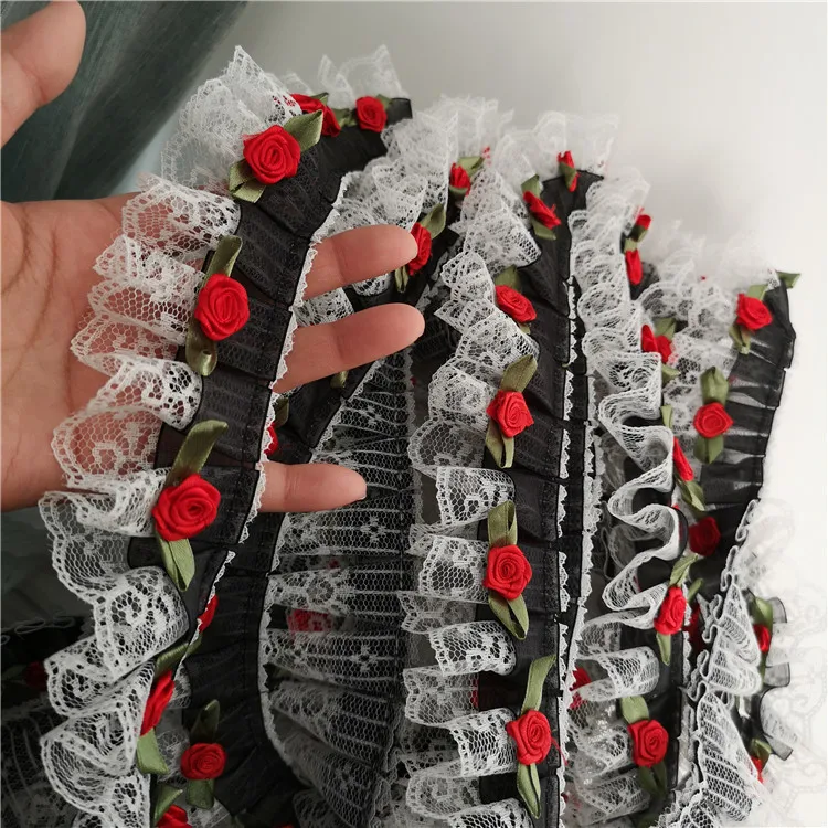 5 CENTIMETRI Bianco E Nero di Tulle 3d Fiori Guipure Applique Colletto di Pizzo Fabirc Nastro Frangia Trim Ricamato Velo Da Sposa Forniture Per