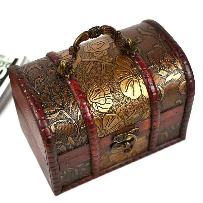 European style retro wooden box containing Chinese antique Princess small box picture / props can change the lock chamber