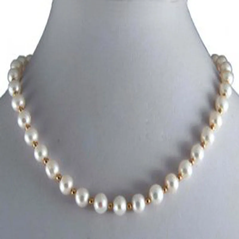 

Wholesale 17 inches 7-8 mm Natural White Round Freshwater Pearl Necklace