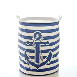 New Stripe anchor Laundry Hamper folding waterproof Clothes Storage Baskets Home decoration barrel kids toy organizer basket