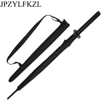 8K Creative black Japanese Long Handle Large Windproof Samurai Sword Umbrella Japan Ninja Sun Umbrella Straight Umbrella Open