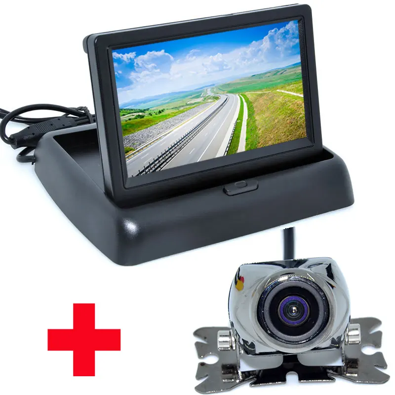 

4.3" Color LCD Video Foldable Car Monitor Auto Parking Assistance+ Universal NIGHT backup Camera Car CCD Rear View Camera