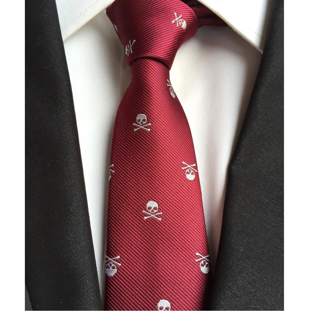 Skull Neck Tie for Men 6 colors Halloween Party Slim Ties 6cm