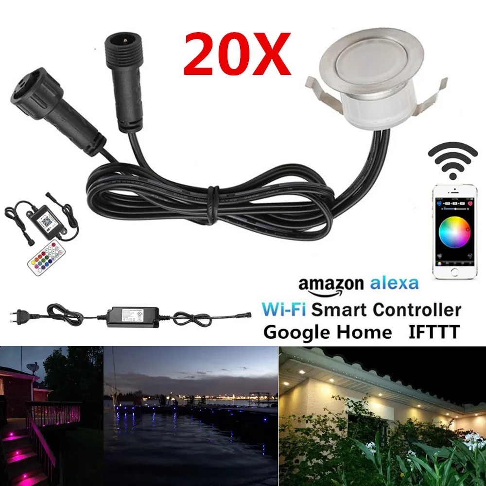 

20pcs/lot Smart WIFI Phone APP Voice Control RGB/RGBW 31mm Terrace Stair Step LED Deck Rail Soffit Lights Timer Dimmer Function