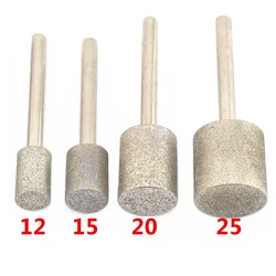 12-40mm Grit 80 Coarse Cylinder Diamond Grinding Head Bit Cylindrical Points Coated Jade Carving Burrs Lapidary Tools for Stone