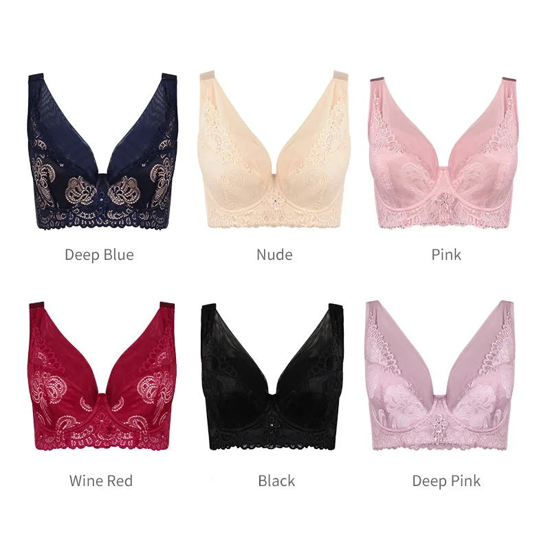 Xianqifen Push up Bra Sexy Lingerie Bras for Women Plus Size Minimizer Bralette Gather Underwear Intimates Brassiere Flora