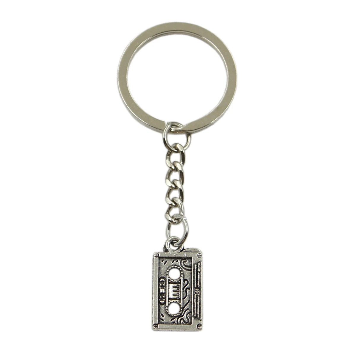 Factory Price Retro 80's Cassette Tape Pendant Key Ring Metal Chain Silver Color Men Car Gift Souvenirs Keychain Dropshipping