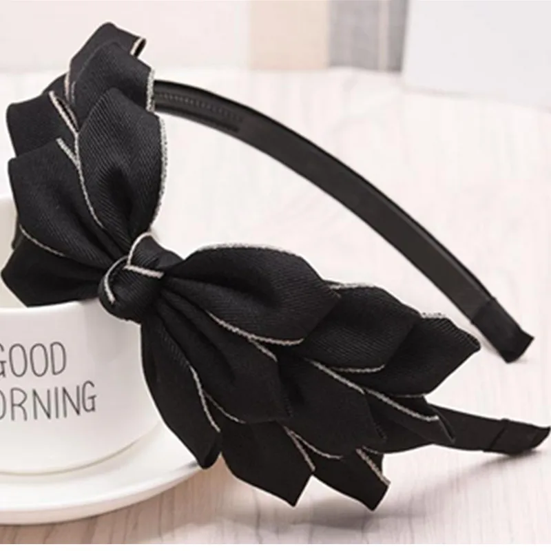 Red Bow Hairband Women Wedding Hair Accessories Girls Solid Side Big Bowknot Hairband Vintage Korean Hair Accessories Headband