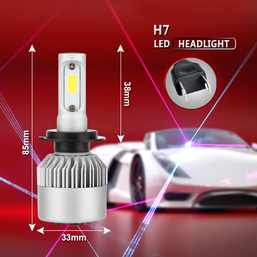 PAMPSEE 12V Car Headlight H4 LED H7 H1 H3 H11 H13 HB1 HB2 HB3 HB4 HB5 9003 9004 9005 9006 9007 72W 8000LM 4300K 6500K 8000K