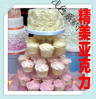 

4Tier Crystal Clear Circle Round Acrylic Cupcake Tower Stand Birthday/Wedding Cake Decorations acrylic cupcake stand decoration