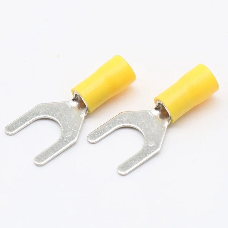 SV5.5-8 Yellow Terminal Cable Wire Connector 50PCS Insulated Fork Spade Crimp Connector Terminals Electrical Wiring SV5-8 SV